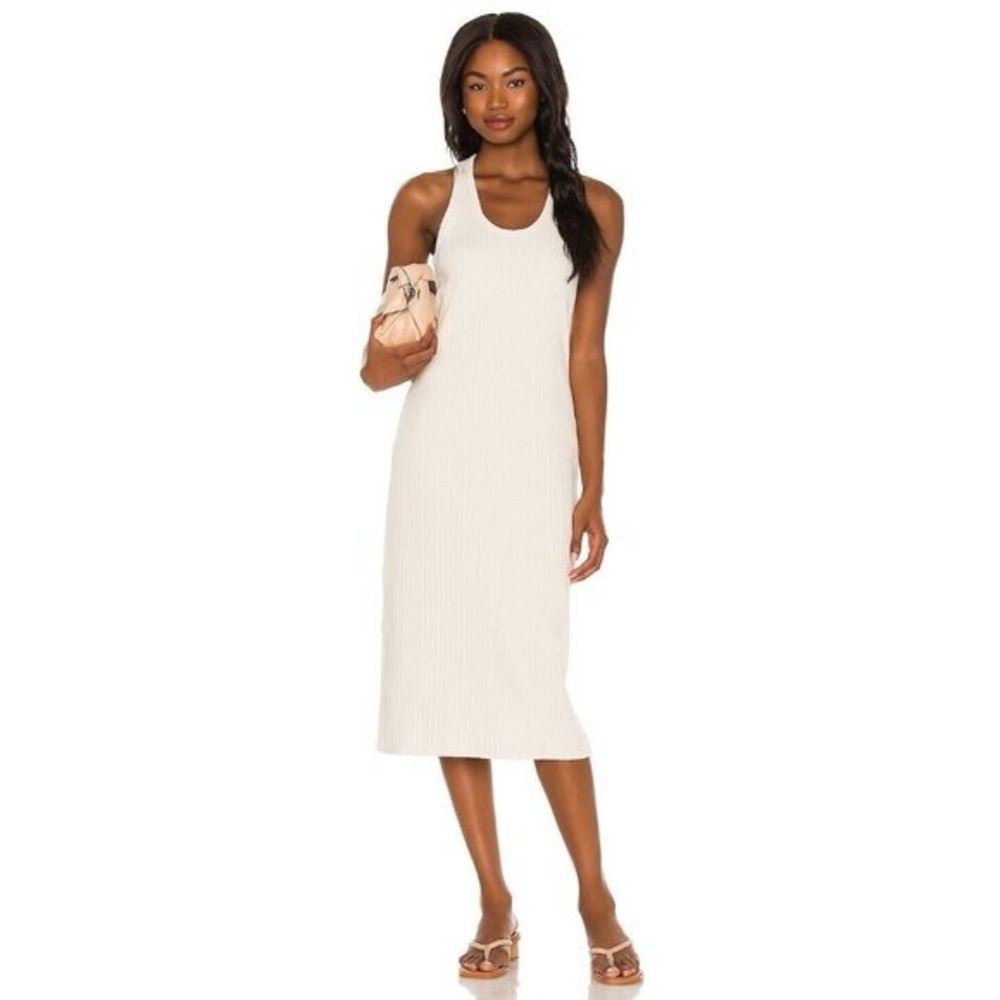 Vince Cream Ribbed Midi Dress